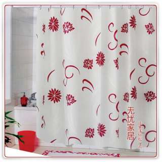 Red Lotus Flower Pattern EVA Shower Curtain W1905  