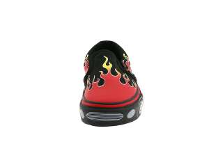   KIDS YOUTH CLASSIC SLIP ON RACER BLACK RED FLAME SKATE SHOES ALL SIZES