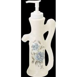   Soap Dispenser White/Blue Porcelain, Pump Dispenser