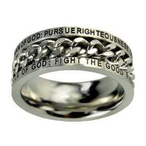    Mens Man of God Chain Spinner Christian Purity Ring Jewelry