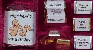 Birthday BUGS SPIDERS Worm Bee Candy Wrappers Personalized Partry 