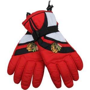  Reebok Chicago Blackhawks Red Nylon Ski Gloves (Medium 