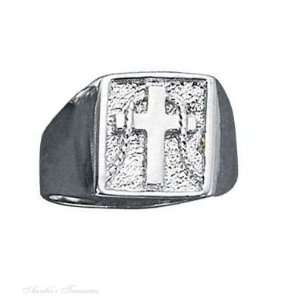   Silver Mens Christian Religious Cross Ring Sash Size 9 Jewelry