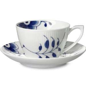 Blue Fluted Mega Tea Cup and Saucer