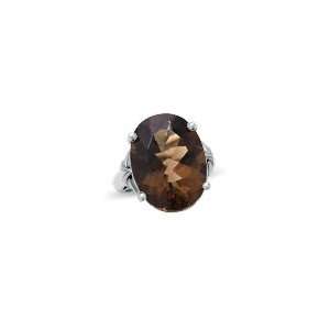   Large Oval Smoky Quartz Ring in Sterling Silver mens gemstone rings