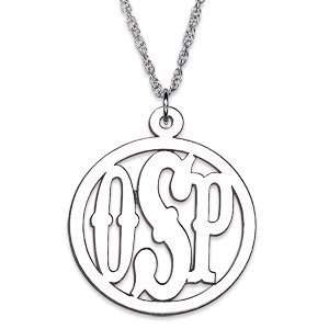    Sterling Silver 3 Initial Circle Monogram Necklace Jewelry
