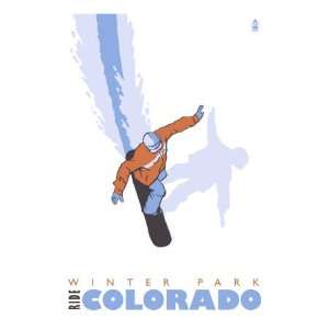  Winter Park, Colorado, Snowboard Stylized Giclee Poster 