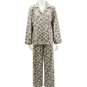   Womens Flannel Pajama Pyjamas Set Top Pants Giraffe Vanilla 2XL