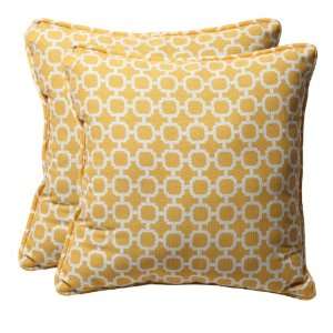 Pillow Perfect Decorative Yellow/White Geometric Square Toss Pillows 