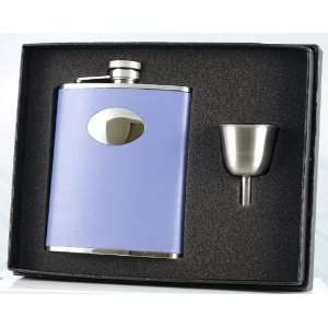   1121 6 oz Lavender Leather / Stainless Steel Flask and Funnel Gift Set