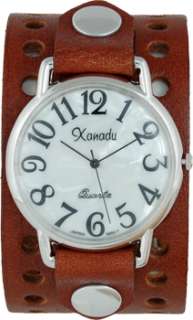  hole leather cuff watch watch face color is mother of pearl and case 