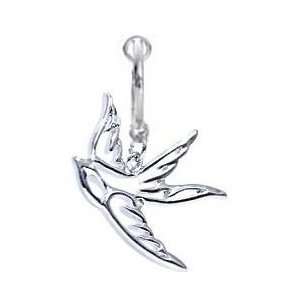   Clip on HOLLOW DOVE Swallow Bird symbol of peace dangle Ring Jewelry