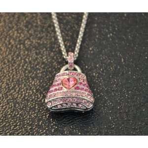    Pink Heart Tote Swarovski Crystal Necklace