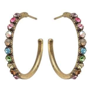  Michal Negrin Lovely Hoop Earrings with Multicolor Swarovski 