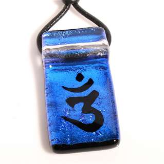 Hindu pendant Om Aum Ohm Yoga symbol Reiki Mantra Glass  