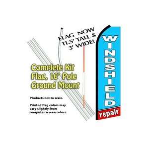  WINDSHIELD REPAIR Feather Banner Flag Kit (Flag, Pole 